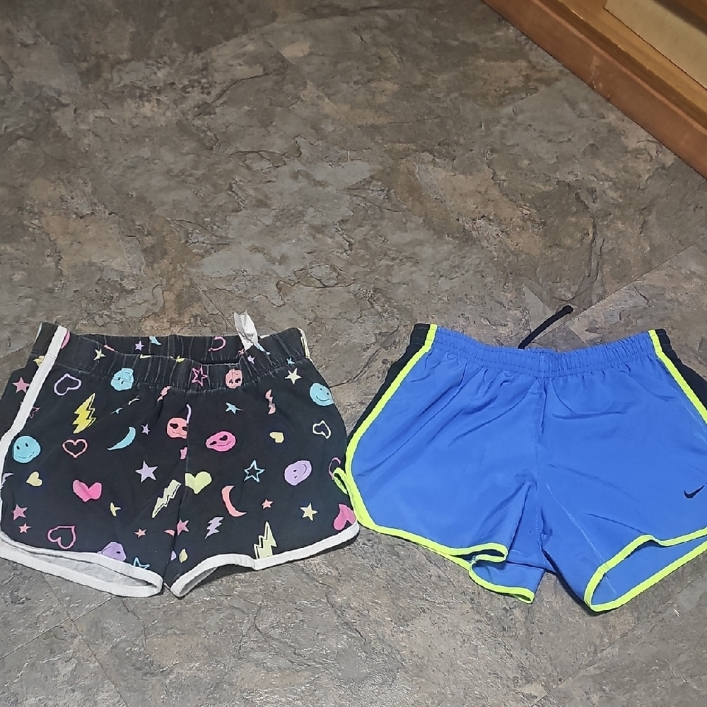 Nike Kids Black Patterned and Blue Neon Shorts